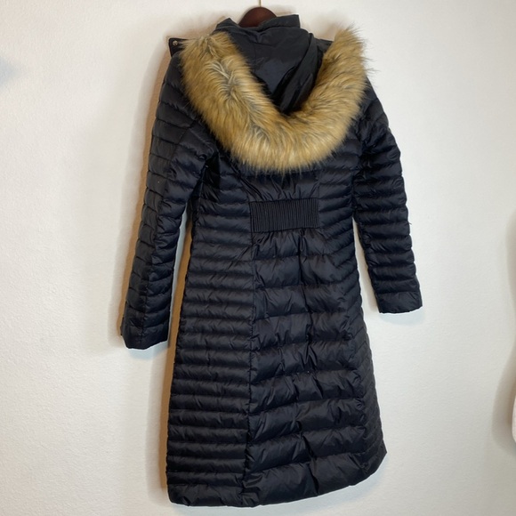KATE SPADE Black Puffer Jacket with Removable Faux Fur Hood, Size S/P - Picture 4 of 13